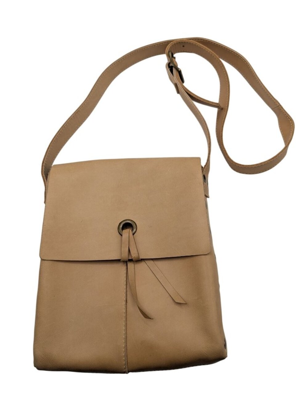 Hobo International Leather Tan Crossbody Bag With Grommet Detailing & Adjustable - Picture 12 of 12